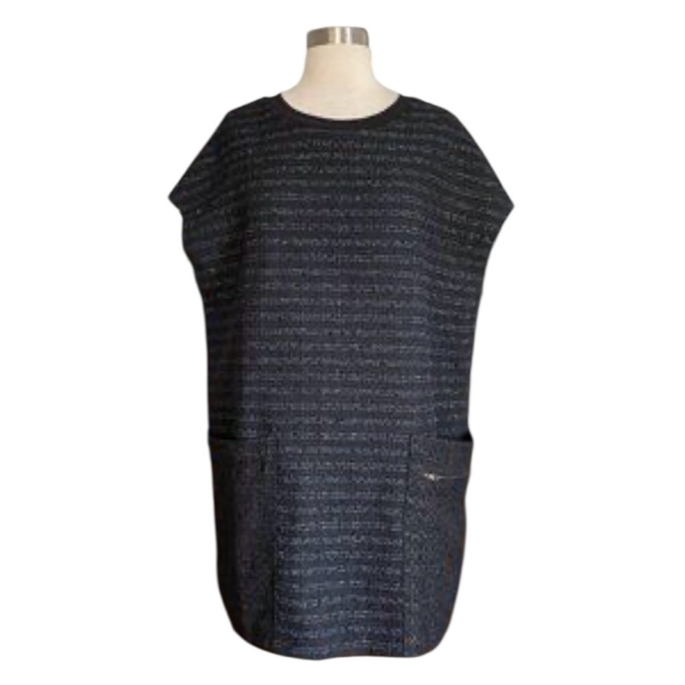 Ruti Tweed Knit Tunic Dress Cap Sleeve Quiet Luxury Minimalist Lagenlook Artsy